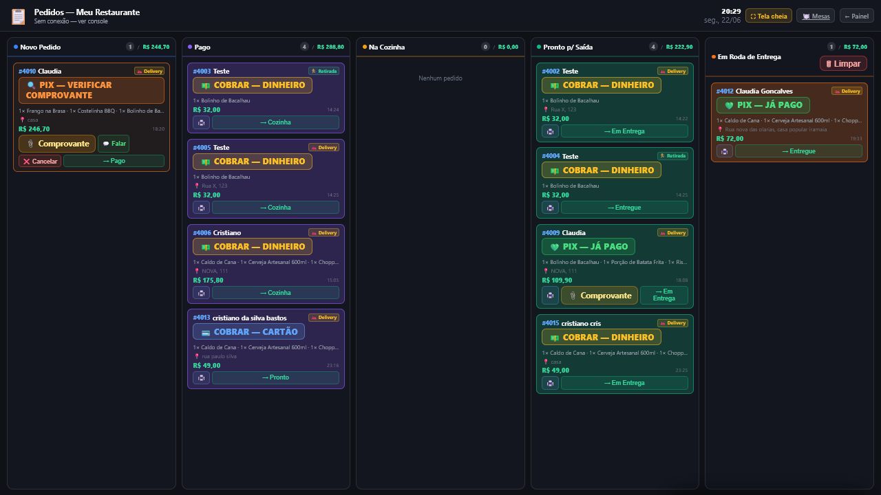Kanban de pedidos públicos